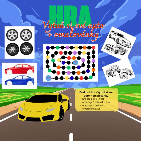 VYTUŇ SI SVÉ AUTO + OMALOVÁNKY