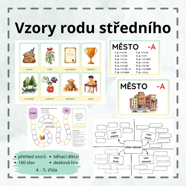 Vzory rodu středního - kartičky