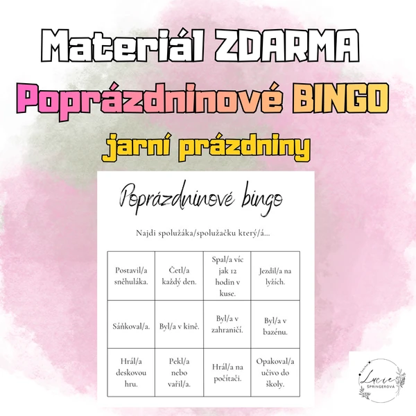 POPRÁZDNINOVÉ BINGO - jarní prázdniny