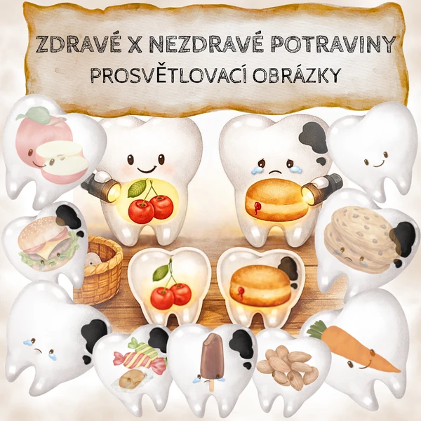 ZDRAVÉ x NEZDRAVÉ POTRAVINY - PROSVĚTLOVACÍ OBRÁZKY
