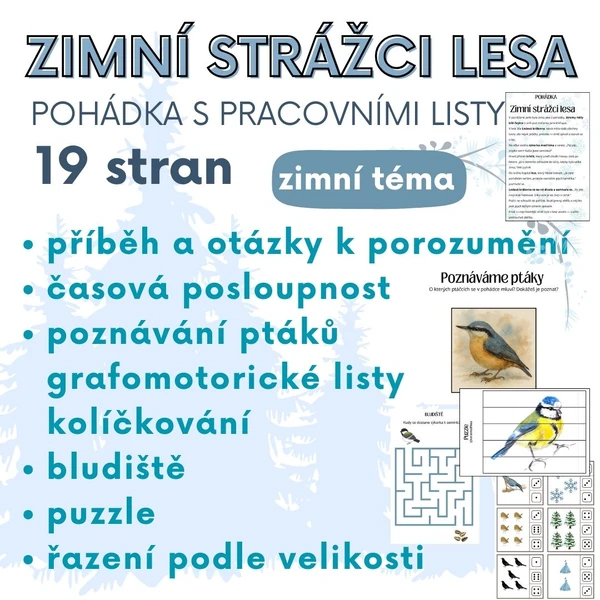 Zimní strážci lesa - pohádka s pracovními listy