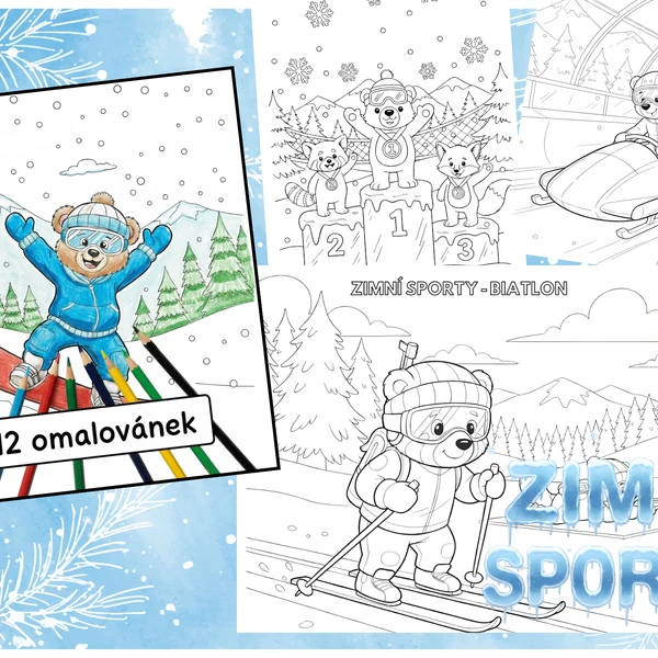 Zimní sporty - omalovánky