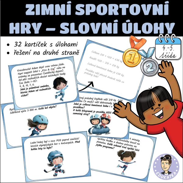 Zimní sportovní hry - slovní úlohy