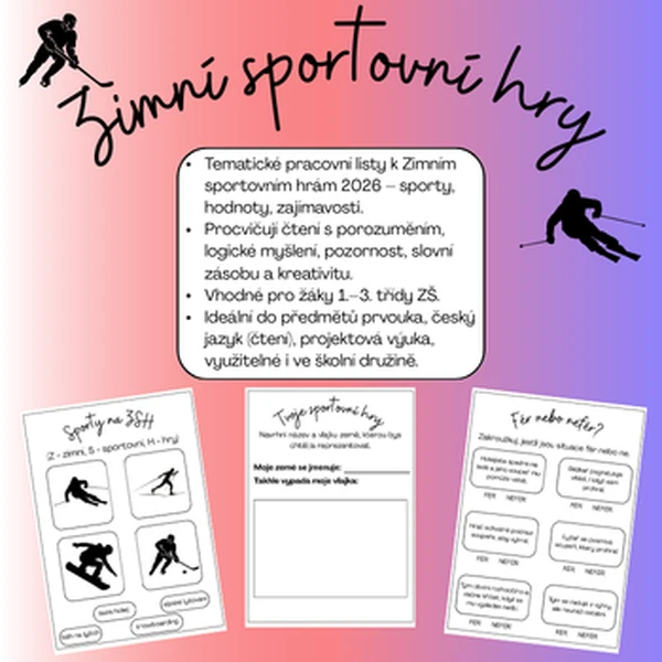 Zimní sportovní hry – interaktivní pracovní listy pro 1.–3. třídu