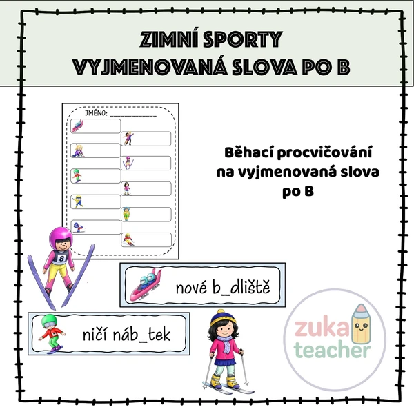 Zimní sporty - Vyjmenovaná slova po B