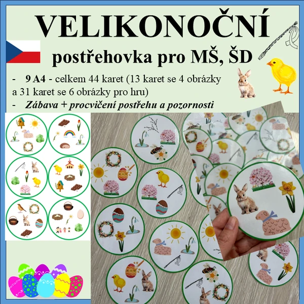 Velikonoční postřehová hra 13 a 31 karet
