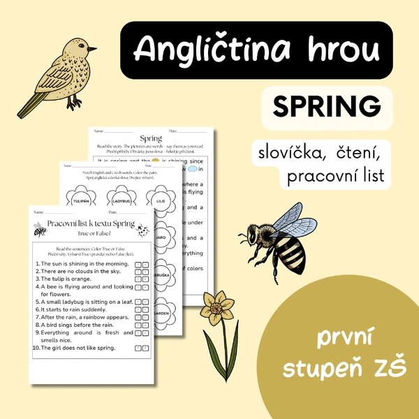 Jaro v angličtině - slovíčka, práce s textem