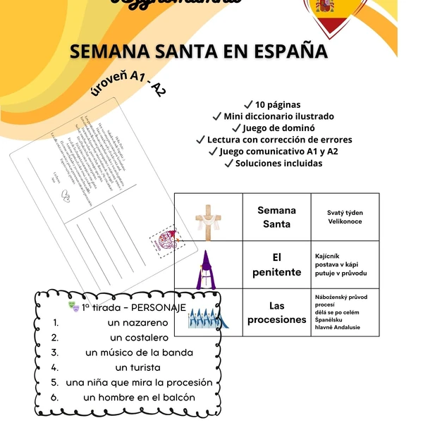 Semana Santa en España (A1–A2) – Vocabulario, Domino, Lectura y Juego comunicativo