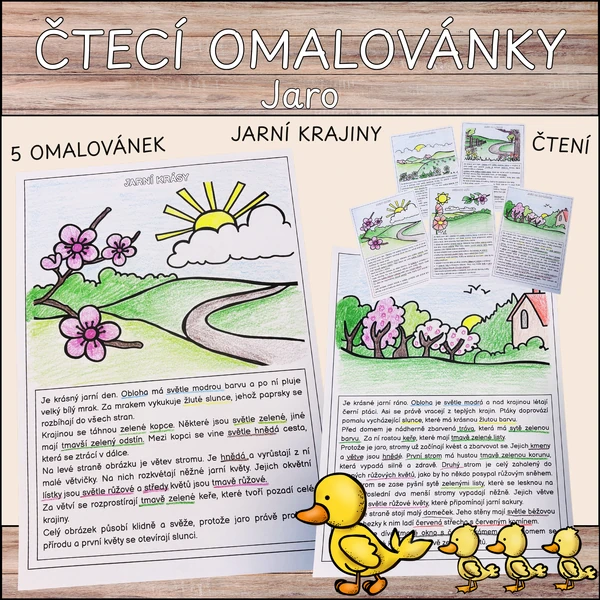 Čtecí omalovánky - jarní čtení s porozuměním