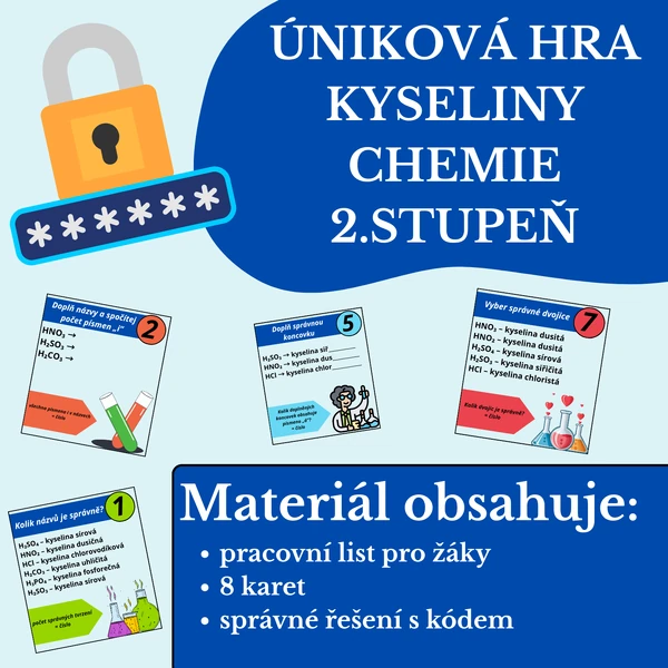 Názvosloví kyselin - úniková hra
