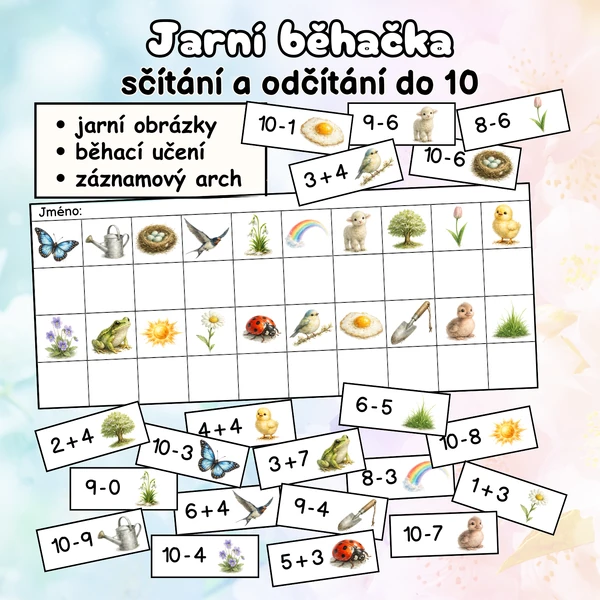 Jarní běhačka - sčítání a odčítání do 10