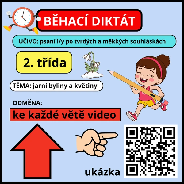 BĚHACÍ DIKTÁT NA CELOU HODINU. UNIKÁTNÍ MATERIÁL S VIDEY. souhlásky - i/y