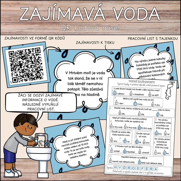 Den vody - zajímavosti v QR kódech/ k tisku