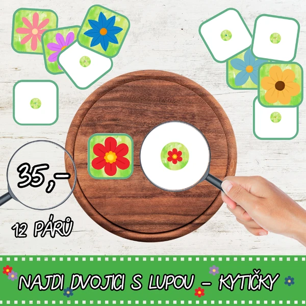 Najdi dvojici s lupou - Kytičky