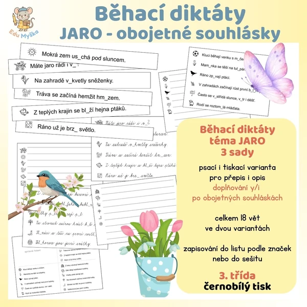 Běhací diktát - JARO - obojetné souhlásky