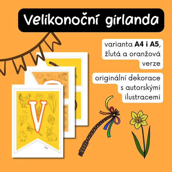 Velikonoce - Girlanda - barevná
