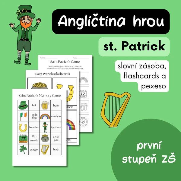 St. Patrick’s day - slovíčka, pexeso, flashcards, pracovní listy