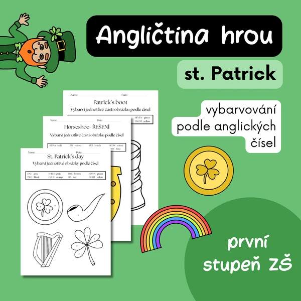 St. Patrick’s day - omalovánky v angličtině (AJ) - vybarvování podle čísel (NUMBERS & COLORS)