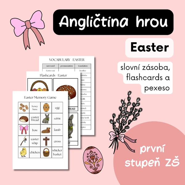 Angličtina hrou - Velikonoce - Easter - pexeso, flashcards