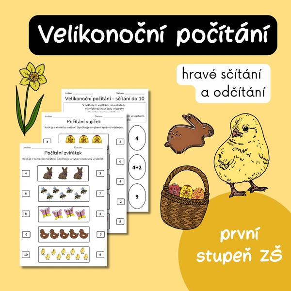 Velikonoční počítání - sčítání a odčítání do 20