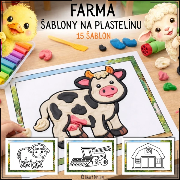 Šablony na plastelínu - Farma, hospodářská zvířata 