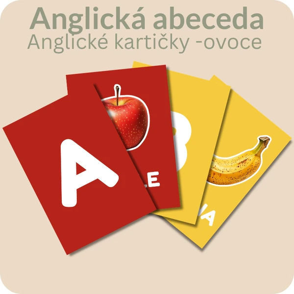 Anglické kartičky – Abeceda a slovní zásoba s obrázky ovoce