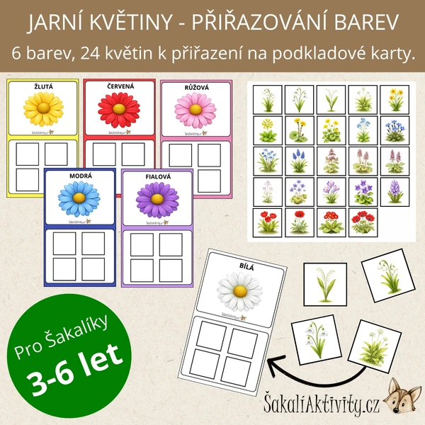  JARNÍ KVĚTINY - Přiřazování podle barev 