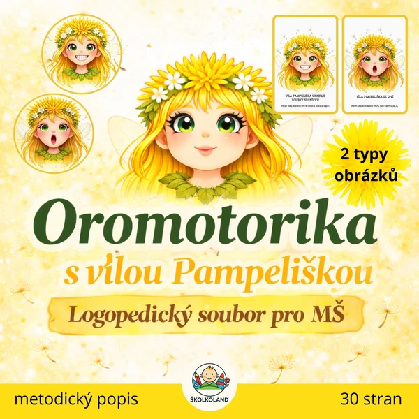 Logopedická prevence MŠ – Oromotorika s vílou Pampeliškou (13 cviků)