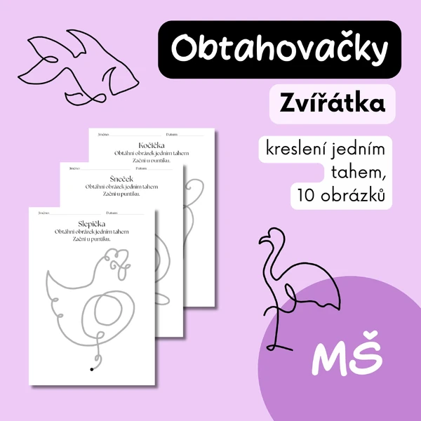 Obtahovačky jedním tahem - Zvířátka 
