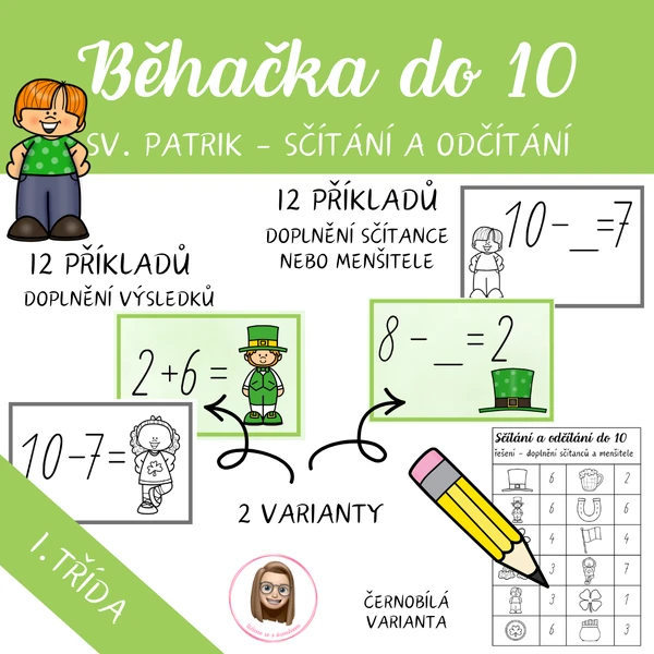 SVATÝ PATRIK - sčítání a odčítání do 10, běhačka