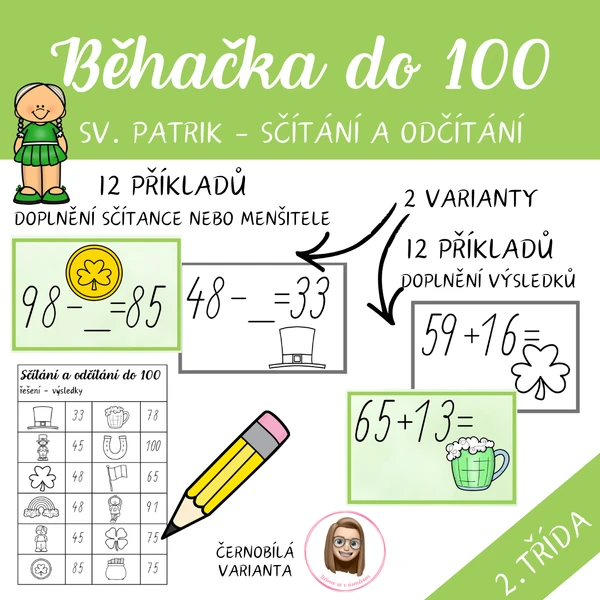 SVATÝ PATRIK - sčítání a odčítání do 100, běhačka