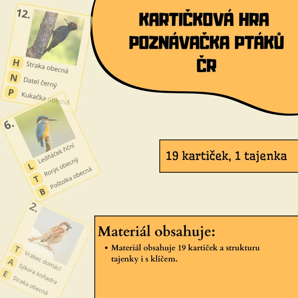 Ptáci Čr - kartičková hra 