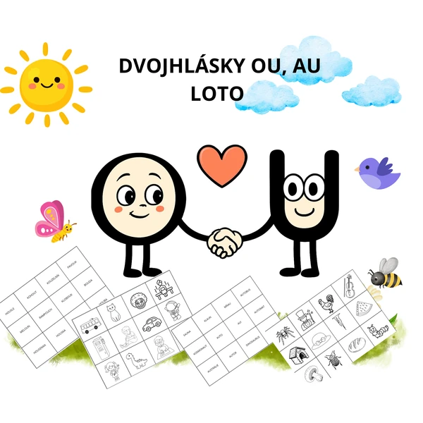 LOTO – dvojhlásky OU a AU (1. třída)