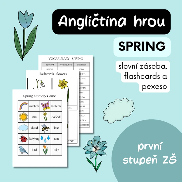 Jaro v angličtině - pexeso, flashcards