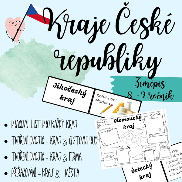 Kraje České republiky / přiřazování, pracovní list,...
