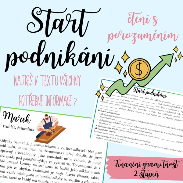 Start podnikání - hlavní a vedlejší činnost, daně / čtení s porozuměním