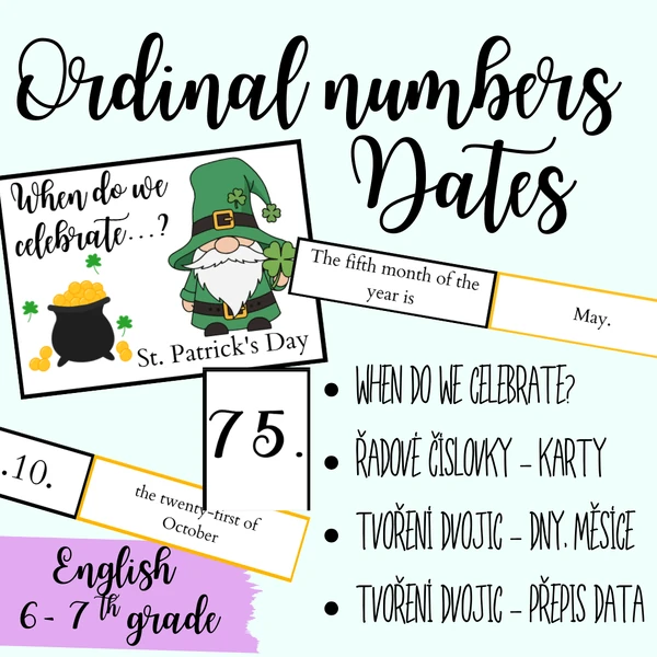 Řadové číslovky, psaní data / Ordinal numbers, dates