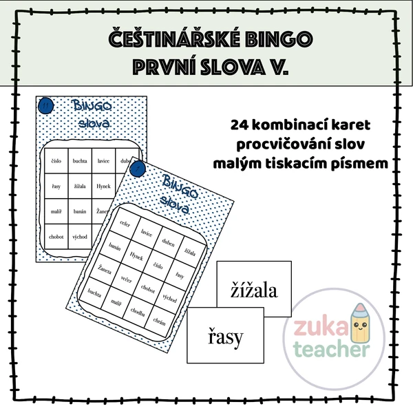Češtinářské bingo - První slova V.
