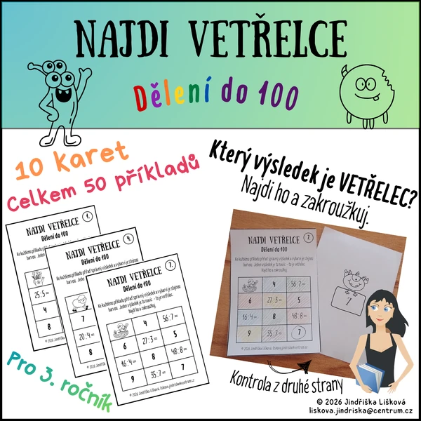 Najdi VETŘELCE - Dělení do 100