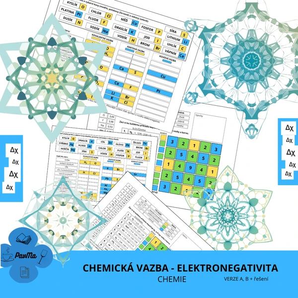 CHEMICKÁ VAZBA, ELEKTRONEGATIVITA - barevné výpočty (pracovní listy)