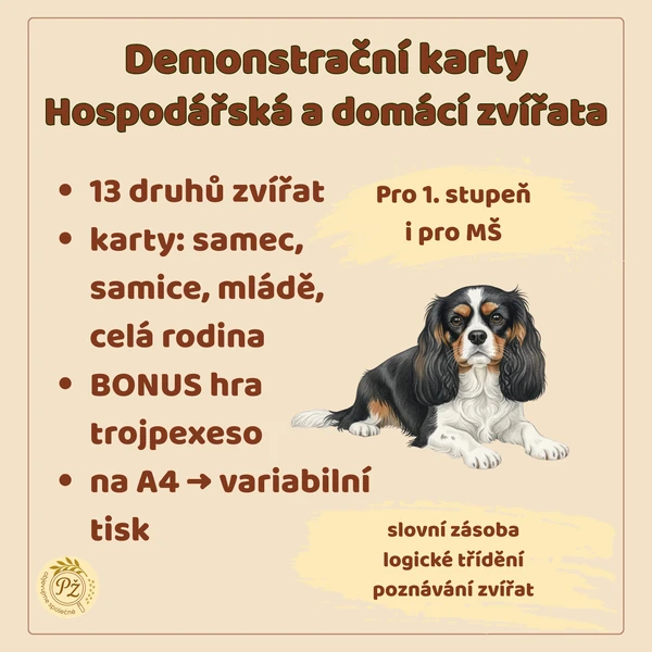 Demonstrační karty - Hospodářská a domácí zvířata, mláďata, trojpexeso