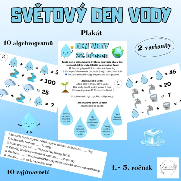 SVĚTOVÝ DEN VODY - algebrogramy