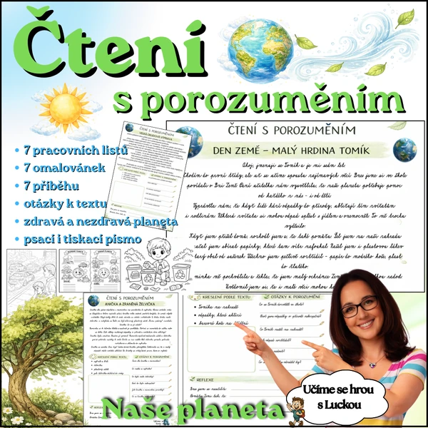 DEN ZEMĚ - ČTENÍ S POROZUMĚNÍM - pracovní listy, omalovánky, příběhy