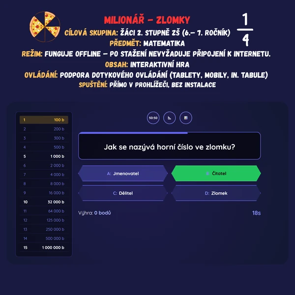 Milionář - Zlomky