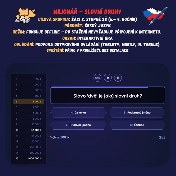 Milionář - Slovní druhy