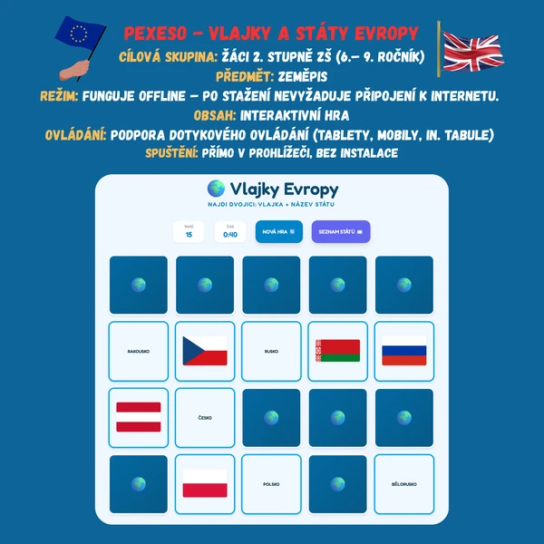 Pexeso - Státy a vlajky Evropy