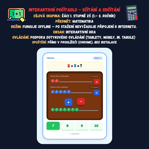 Interaktivní počítadlo - Sčítání a odčítání