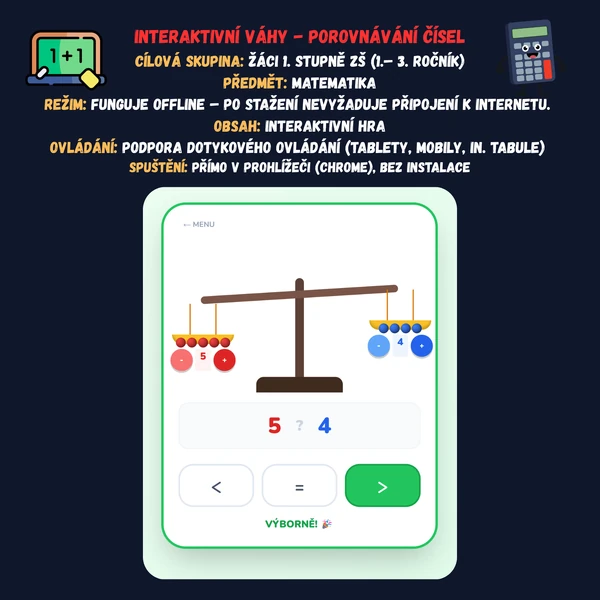Interaktivní váhy - Porovnávání čísel