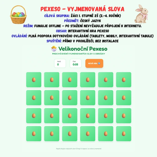 Velikonoční pexeso - Vyjmenovaná slova