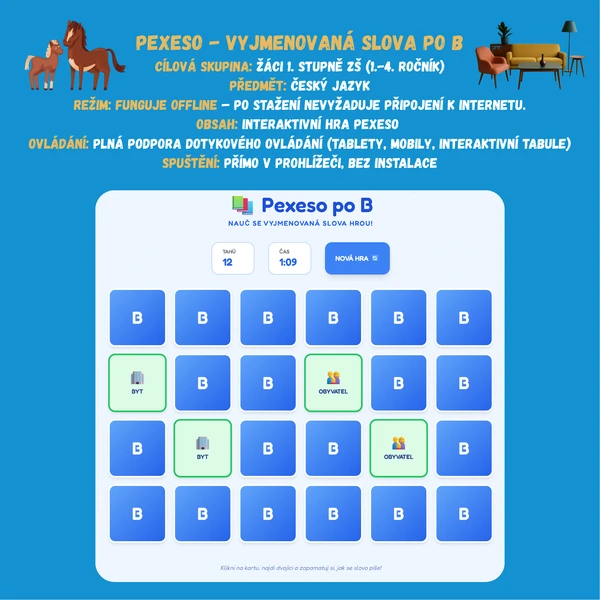 Pexeso - Vyjmenovaná slova po B